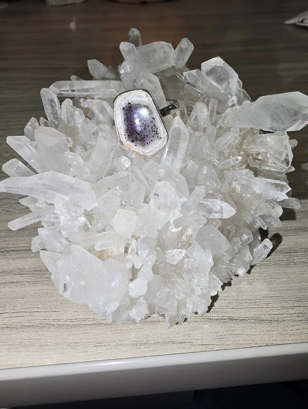 Rare Trapiche Amethyst 925 Sterling Silver Adjustable Statement Ring ✨